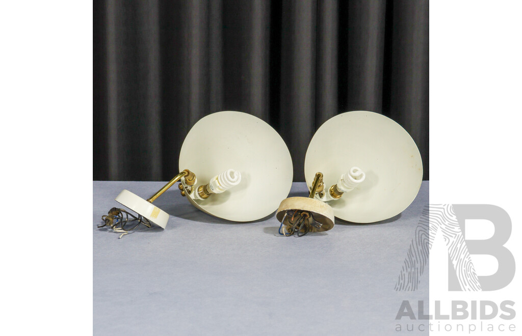 Pair of Vintage Enamel Shade Wall Sconces