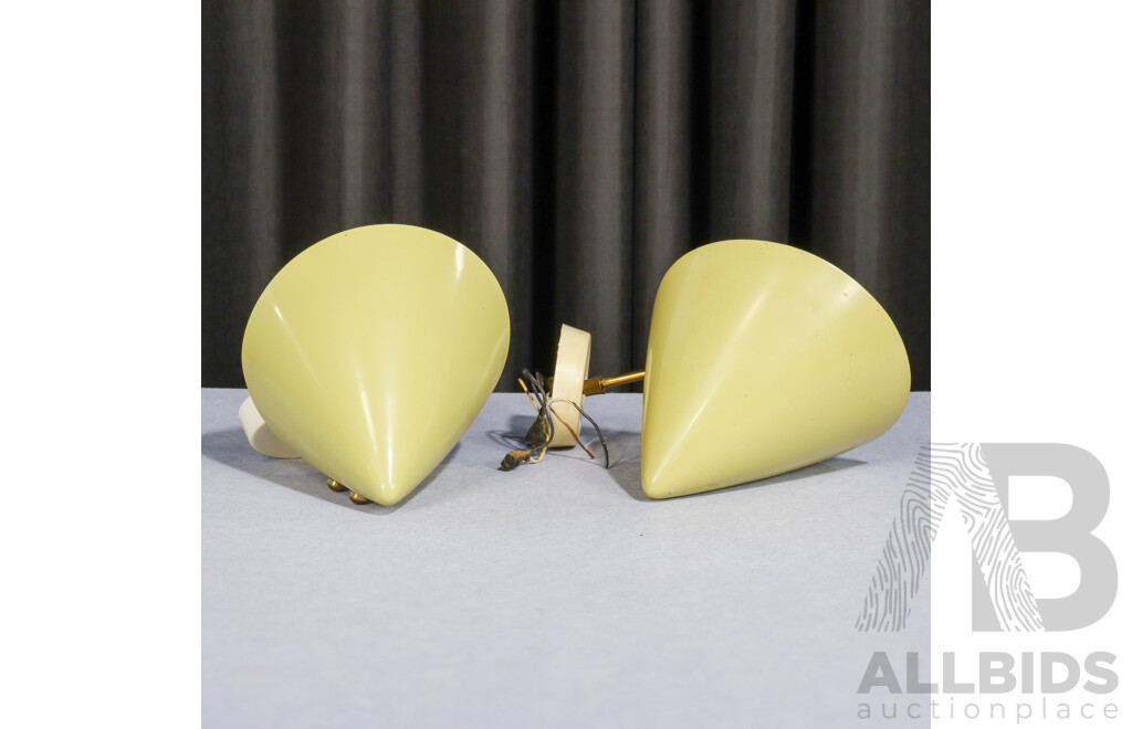 Pair of Vintage Enamel Shade Wall Sconces