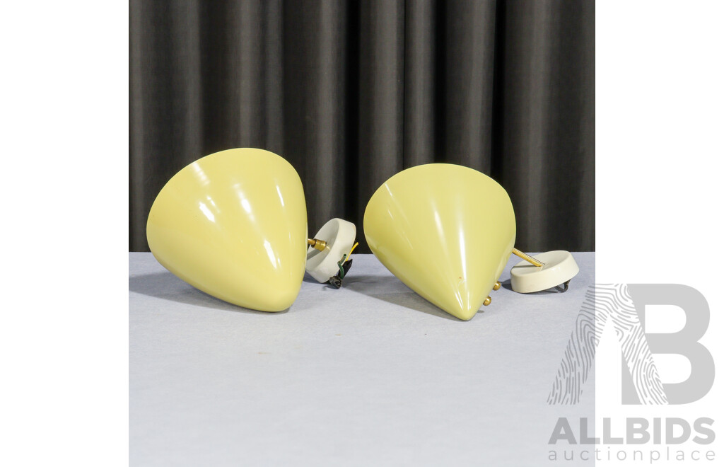 Pair of Vintage Enamel Shade Wall Sconces