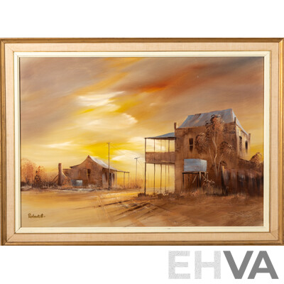 Roberts ?, (Date Unknown), Bush Corner at Twilight, Original Vintage Acrylic on Board, 64 6x 87 cm (frame)