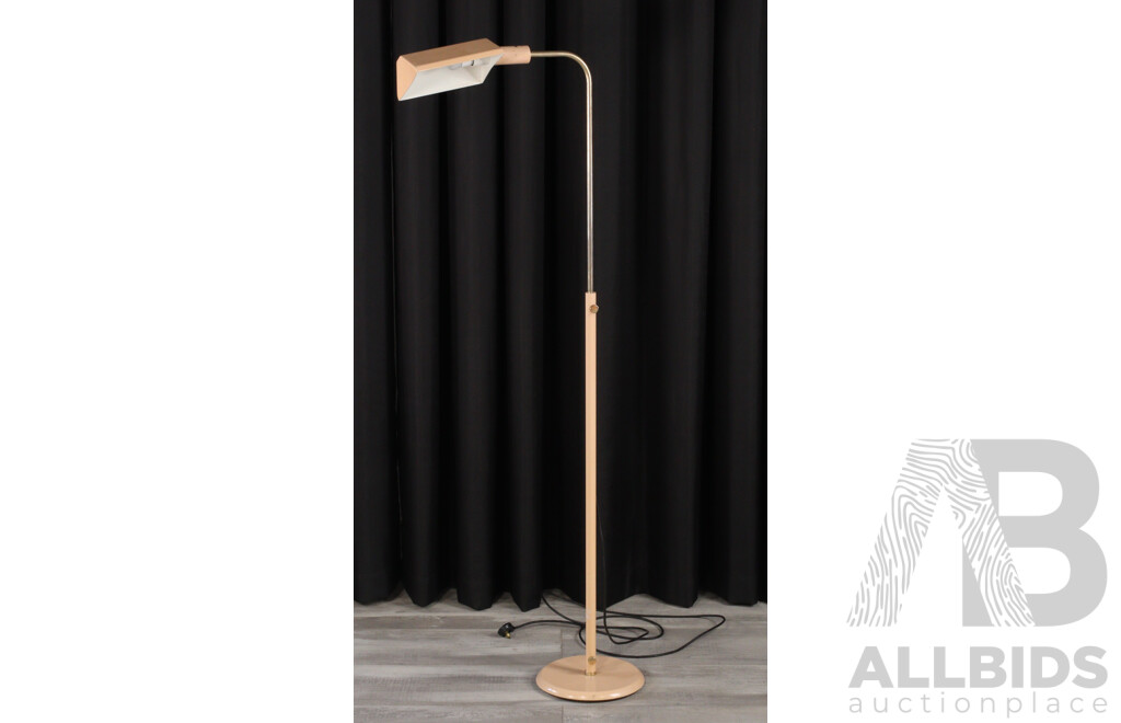 Retro Telescopic Floor Lamp with Dusty Pink Enamel Shade