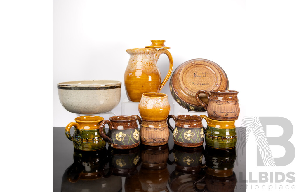 Nice Collection Australian Studio Pottery Pieces by John Kemety Pottery
