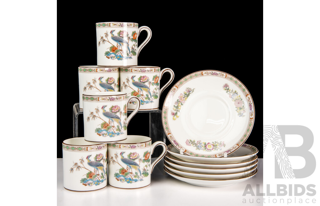 Wedgwood Twelve Piece Coffee Demitasse Set in Kutani Crane Pattern