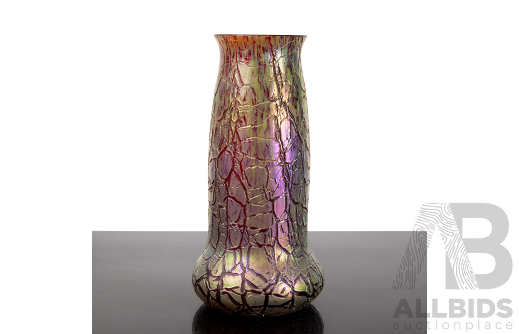 Antique Loetz Style Kralik Crackle Iridescent Vase