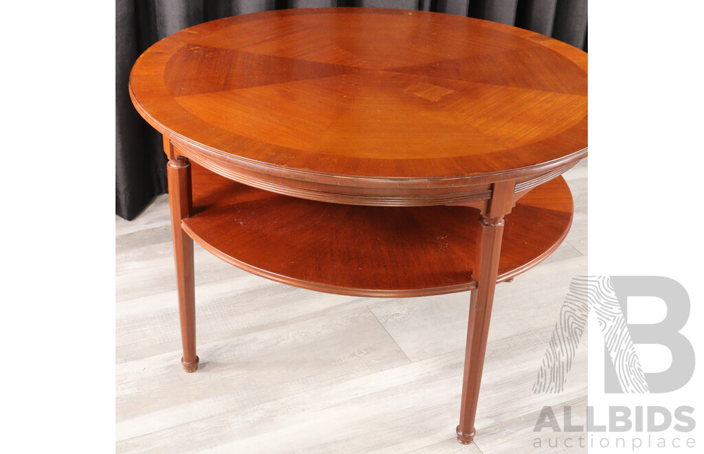 Round Vintage Elm Two Tier Side Table