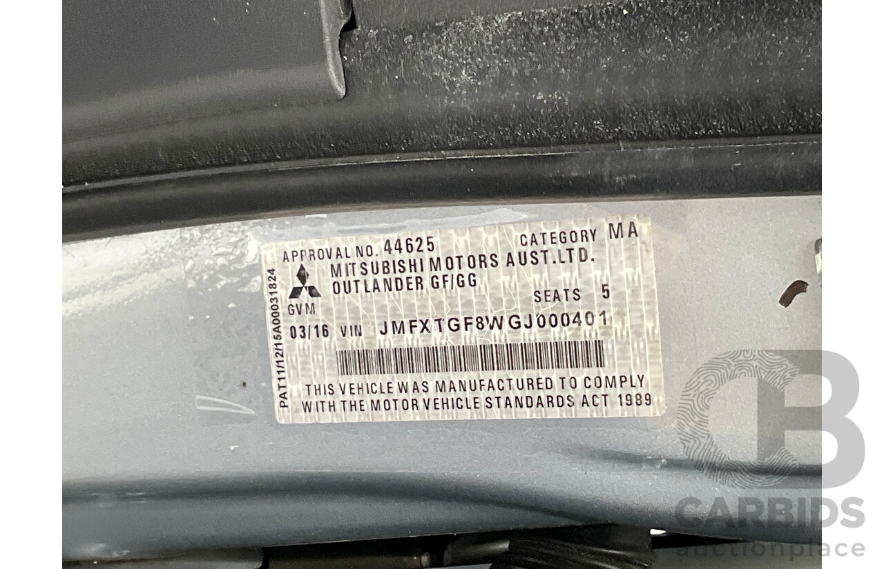 03/2016 Mitsubishi Outlander LS (AWD) ZK MY16 4d Wagon Cool Silver Metallic 2.4L