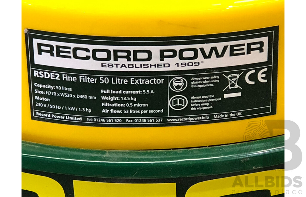 Record Power RSDE2 Fine Filter Dust Collection System