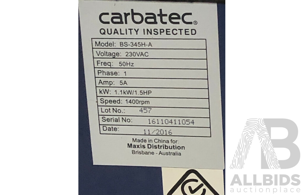 Carbatec 345mm Two Speed Bandsaw