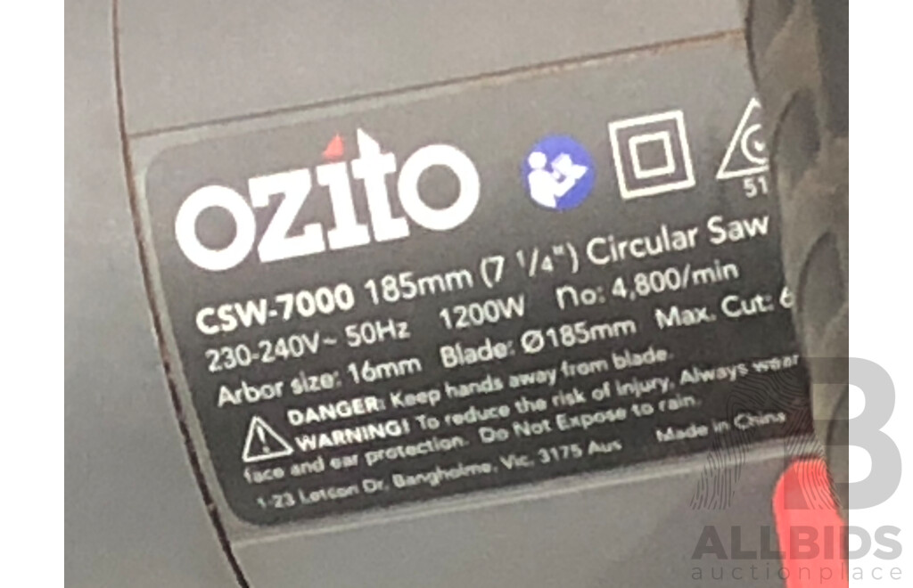 Ozito 185mm Electric Circular Saw