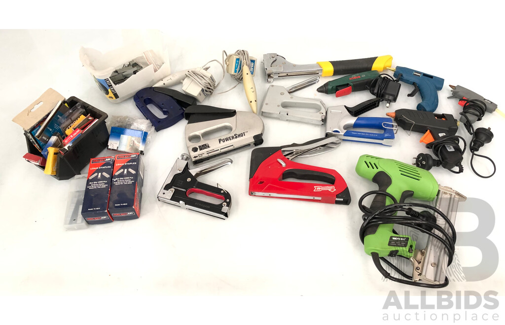 Staple Guns, Glue Guns, and Engravers - Lot of 14