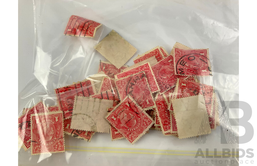 Collection of Australian KGV Head Stamps, Second Watermark, Official Service Perfins - Approximately 360