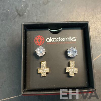 PERRY ELLIS Solar Power Watch & Akademiks Earrings & Cardini Watch - Lot of 3