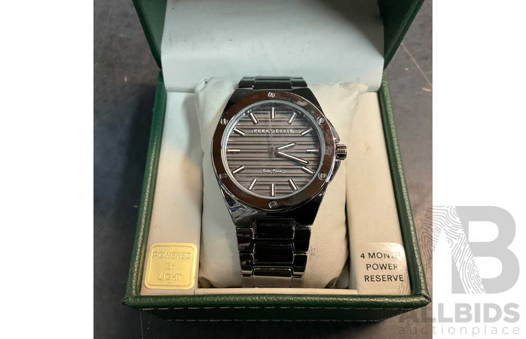 PERRY ELLIS Solar Power Watch & Akademiks Earrings & Cardini Watch - Lot of 3