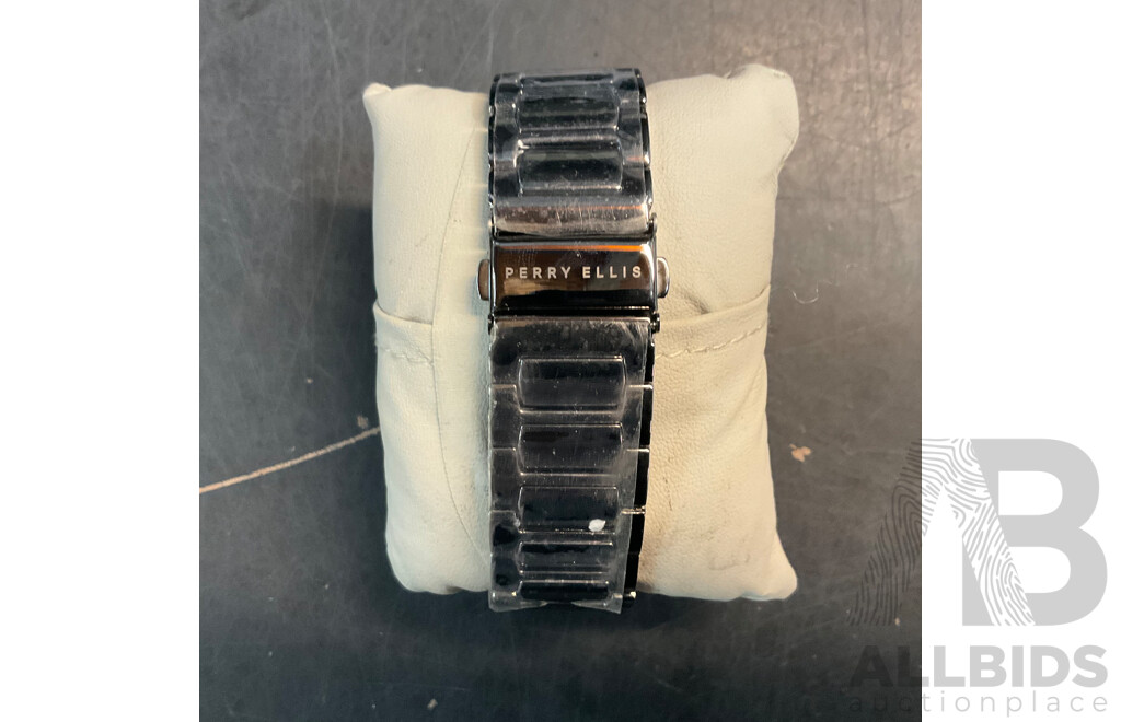 PERRY ELLIS Solar Power Watch & Akademiks Earrings & Cardini Watch - Lot of 3
