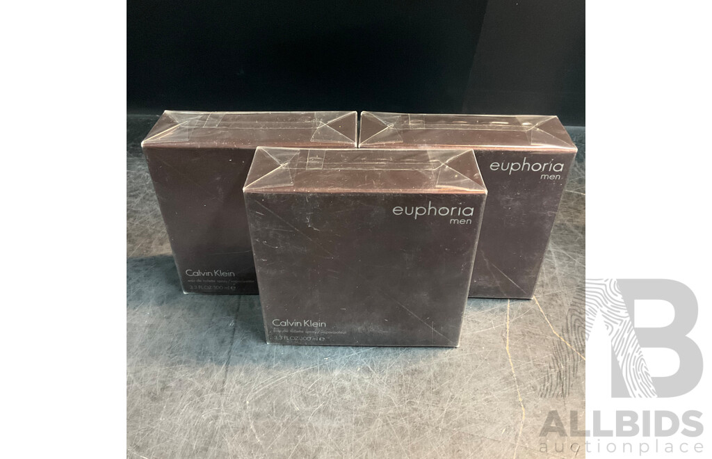 Calvin Klein Euphoria Eau De Toilette for Men - Lot of 3