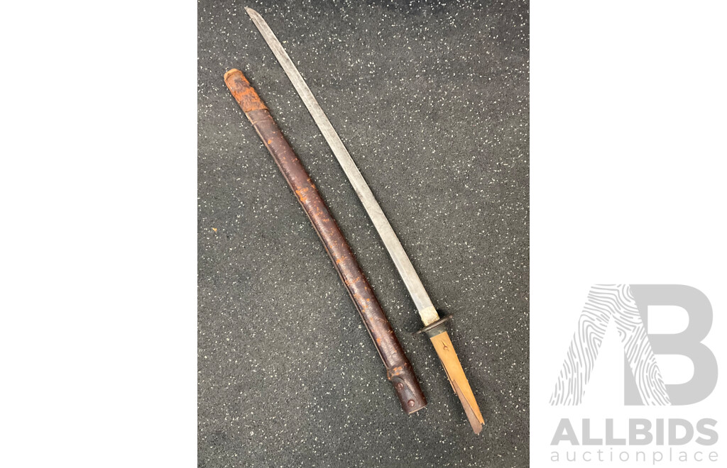 a Japanese Katana with Wood Headle