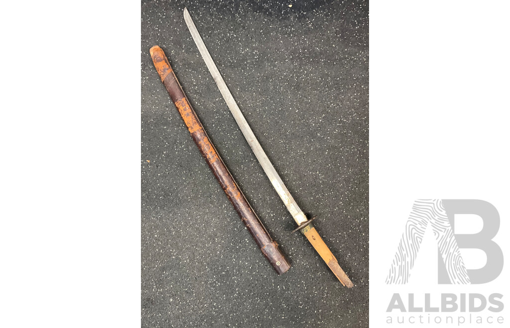 a Japanese Katana with Wood Headle