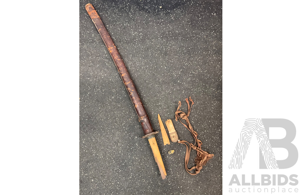 a Japanese Katana with Wood Headle