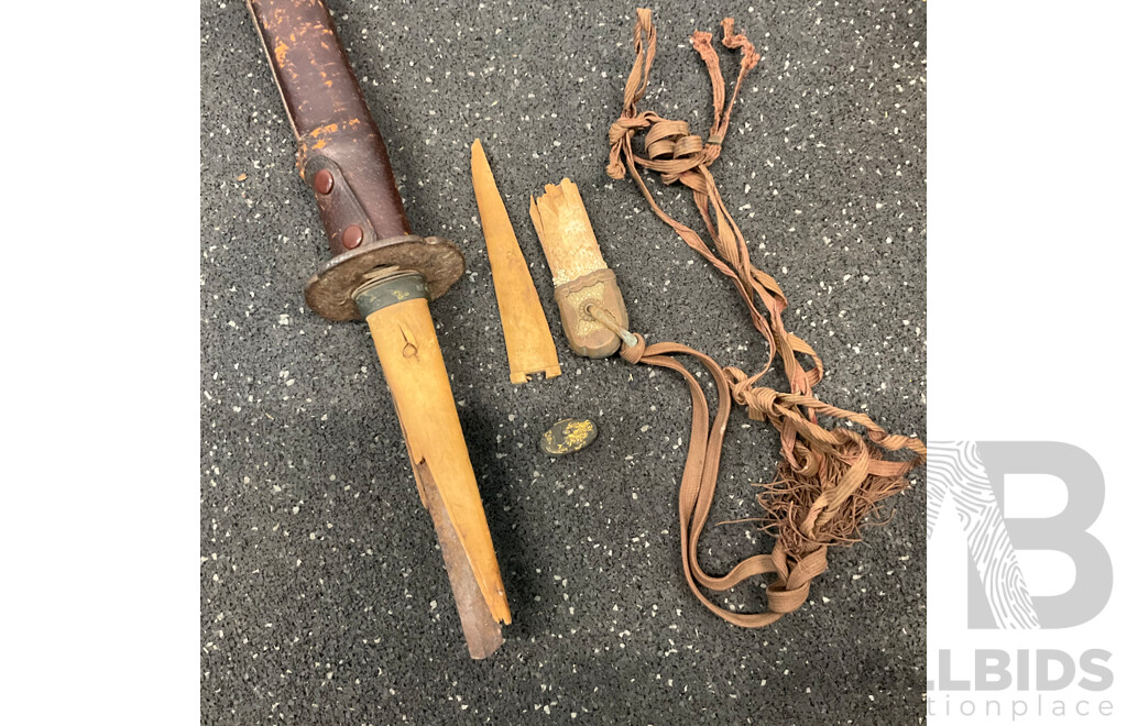 a Japanese Katana with Wood Headle