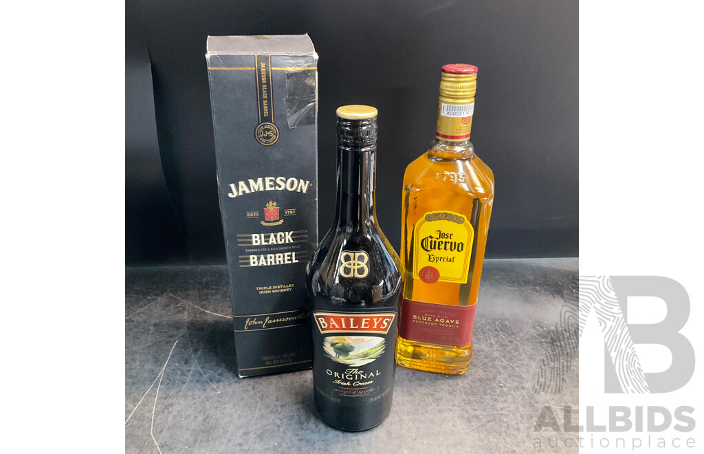 Jameson Black Barrel Irish Whiskey 700mL & Jose Cuervo Especial Tequila 1L & Baileys' Irish Cream 700mL