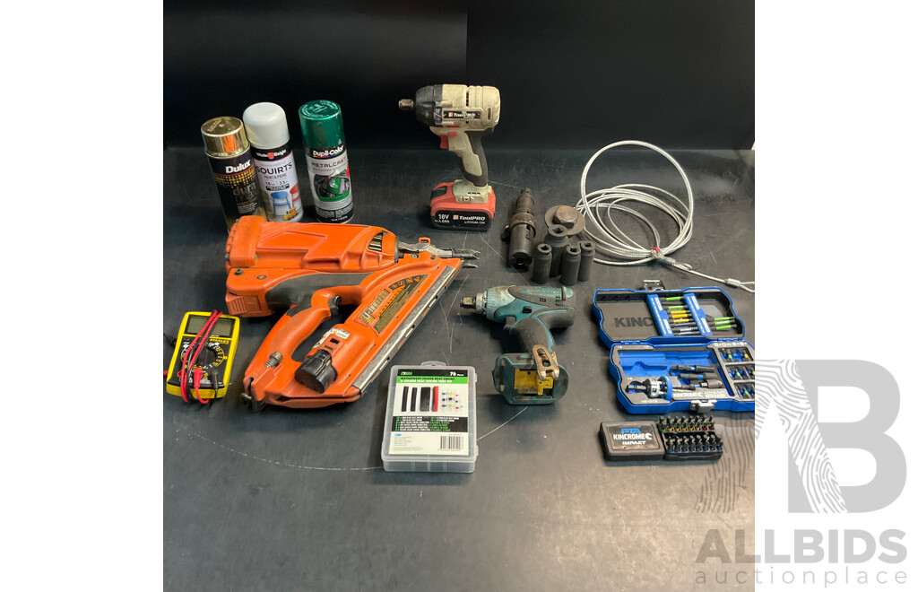 Mixed Tools - Including PASLODE  Framing Nailer, Impact Wrench, Stanley Digital Multimeter and More