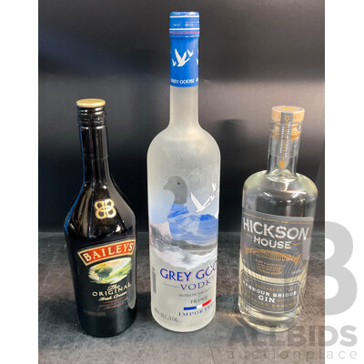 Grey Goose Vodka 1L & Hickson House Gin 700mL & Baileys' Irish Cream 700mL