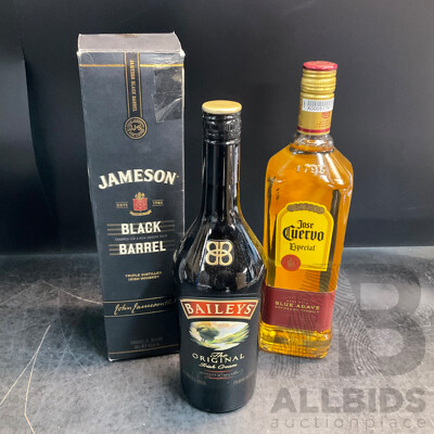 Jameson Black Barrel Irish Whiskey 700mL & Jose Cuervo Especial Tequila 1L & Baileys' Irish Cream 700mL