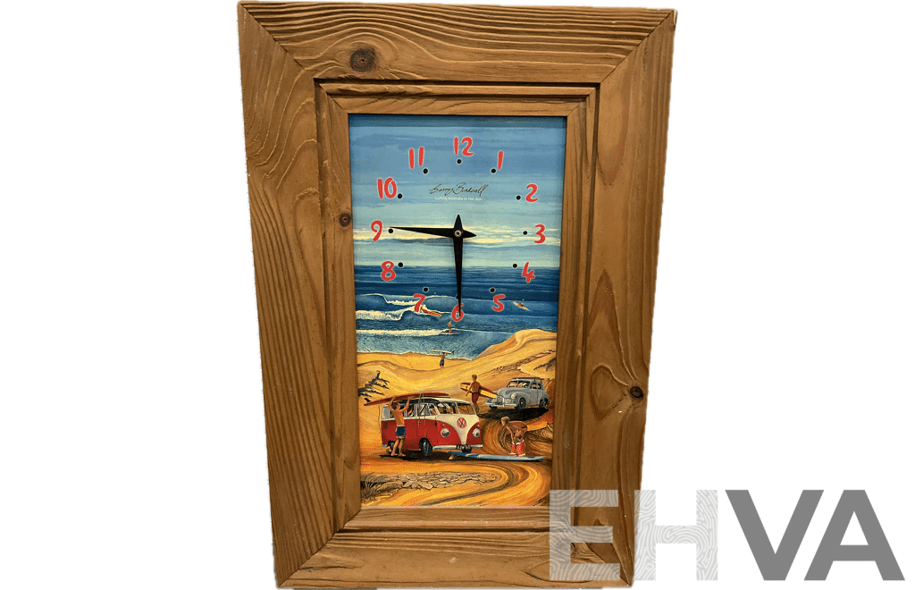 Framed Picture GARRY BIRDSALL ''Surfing Australia'' Clock, 56 X 37 Cm (frame)