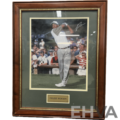 Framed Photo of TIGER WOODS with Signature, 81 X 66 Cm (frame)