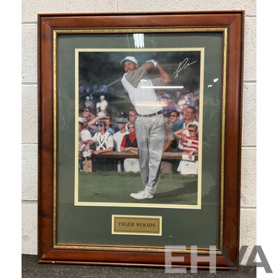 Framed Photo of TIGER WOODS with Signature, 81 X 66 Cm (frame)