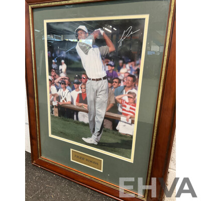 Framed Photo of TIGER WOODS with Signature, 81 X 66 Cm (frame)