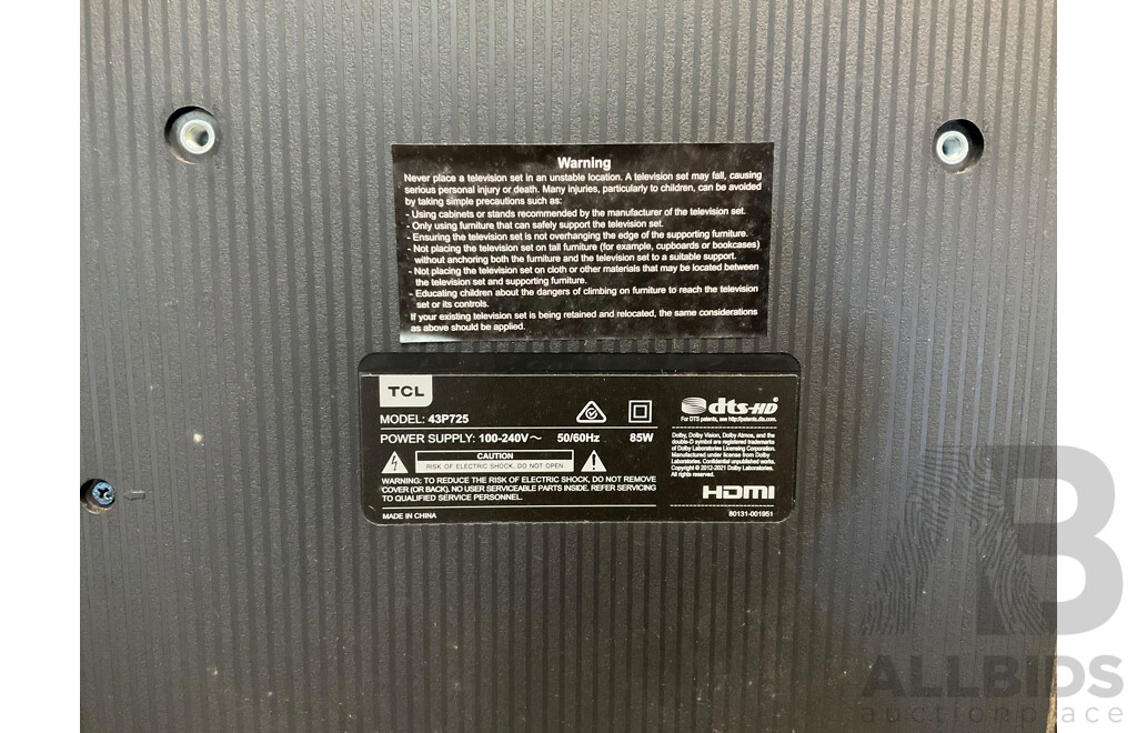 TCL QUHD Google TV (43P725)