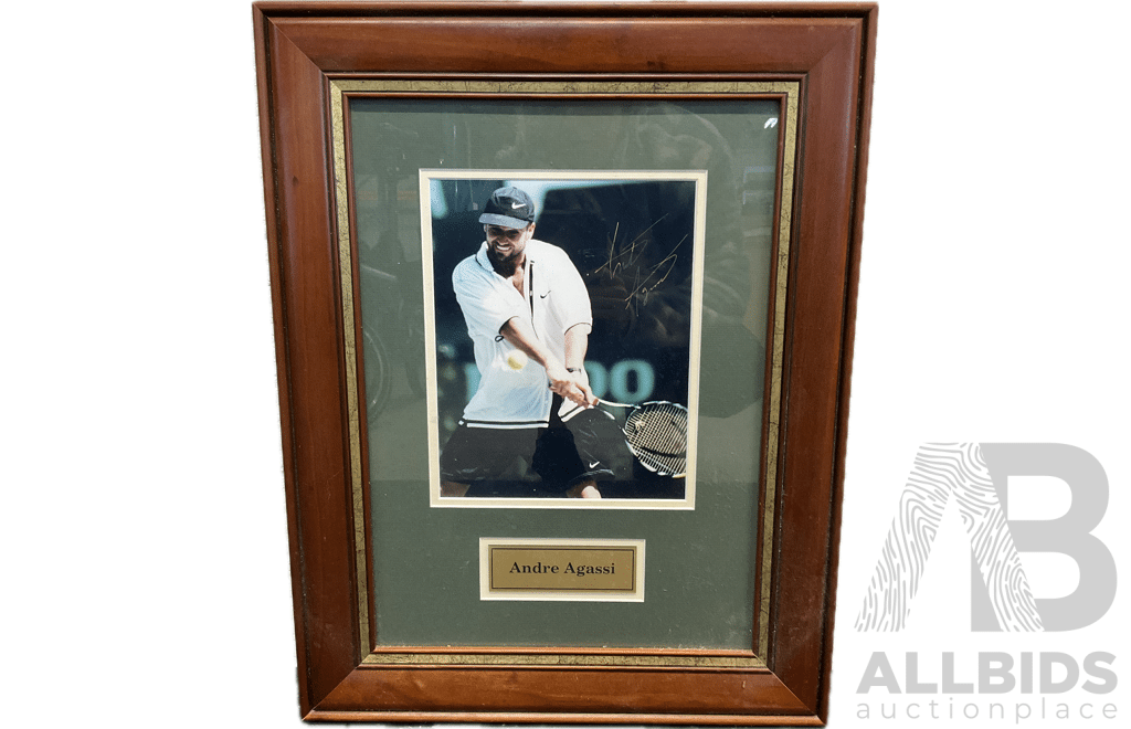 Framed Photo of ANDRE AGASSI with Signature, 56 X 44 Cm (frame)