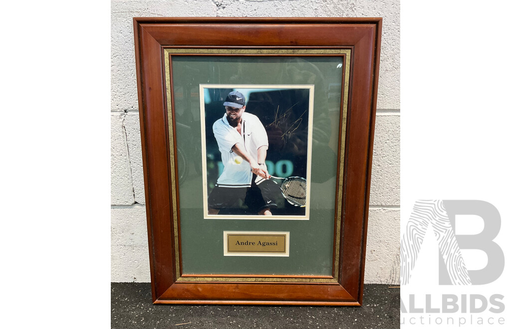 Framed Photo of ANDRE AGASSI with Signature, 56 X 44 Cm (frame)