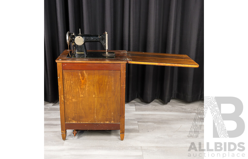 Vintage Phoenix Sewing Machine in Walnut Veneered Cabinet