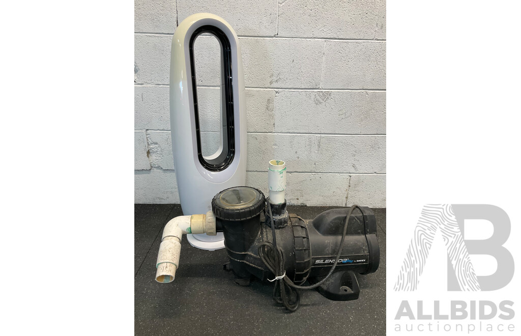 DAVEY SILENSOR Pool Pump and Bladeless Floor Fan - Lot of 2
