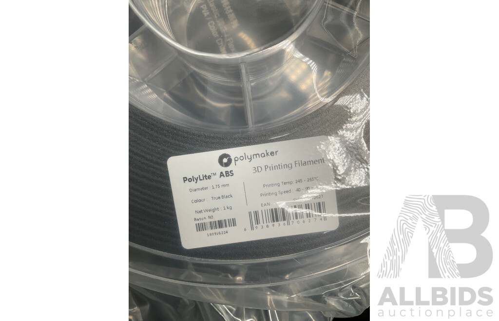 Assorted 3D Printer Filament, Including Red, Blue and Black - Lot of 3