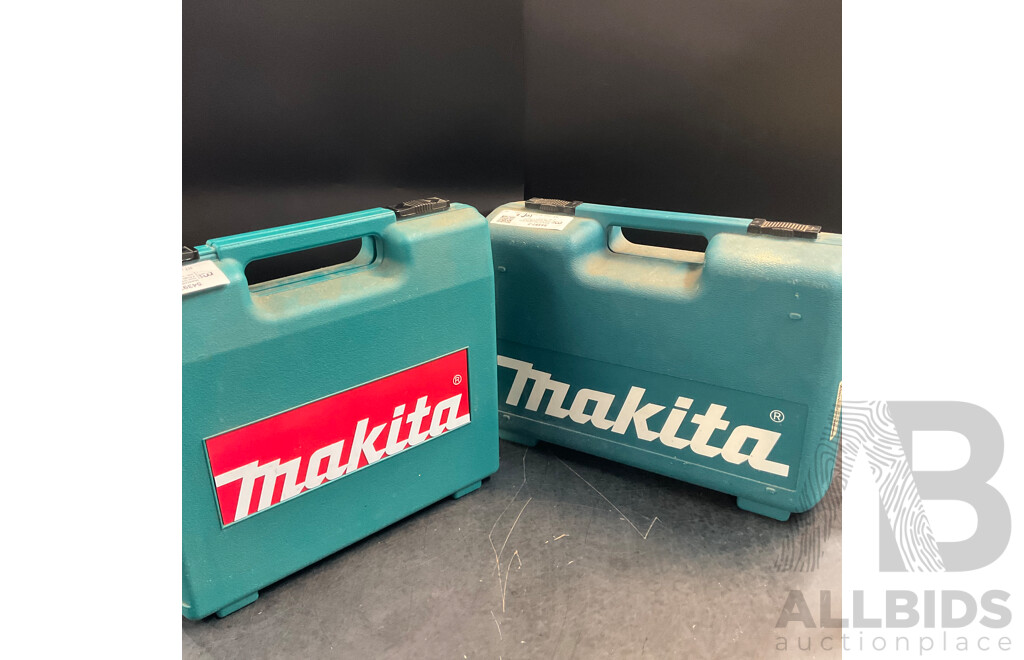 Makita HP1621 Corded Percussion Drill & 9553NB Corded Angle Grinder in Carry Case - Lot of 2
