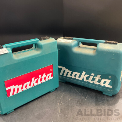 Makita HP1621 Corded Percussion Drill & 9553NB Corded Angle Grinder in Carry Case - Lot of 2