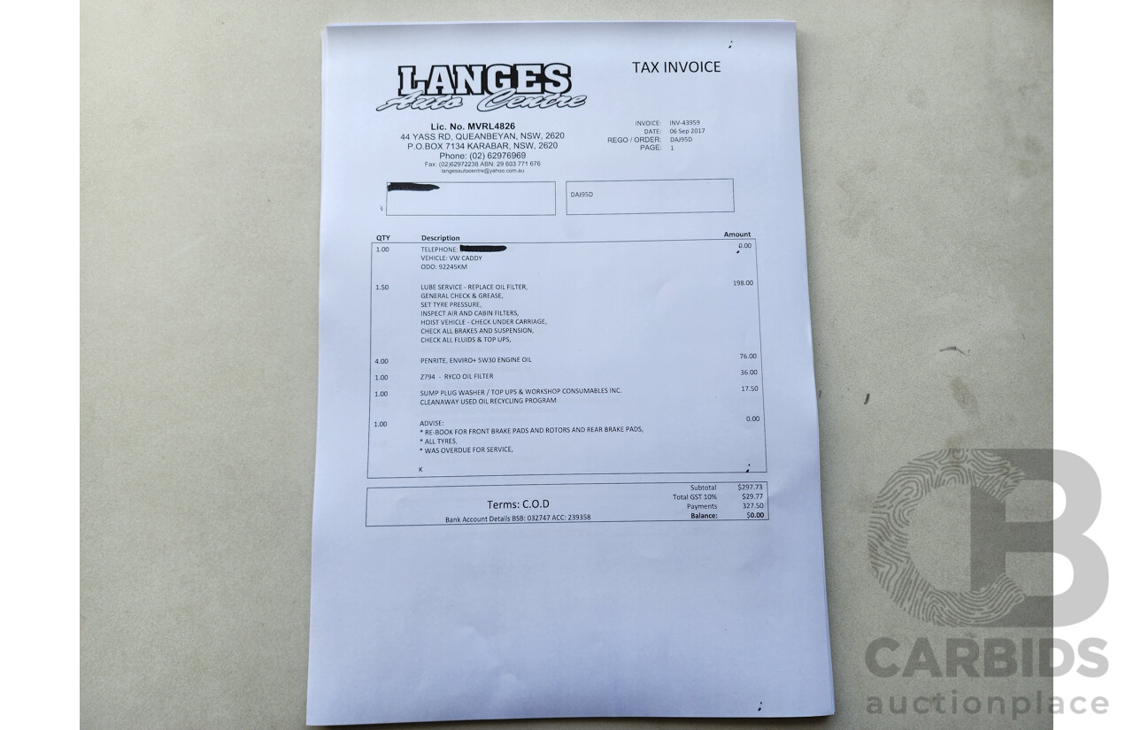 4/2015 Volkswagen Caddy Tsi160 2K MY15 3d Van White 1.2L