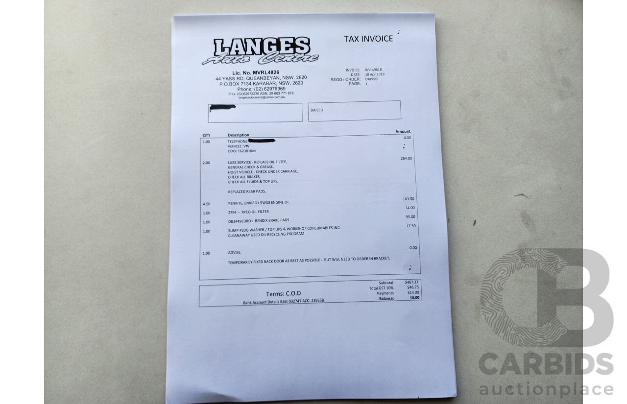 4/2015 Volkswagen Caddy Tsi160 2K MY15 3d Van White 1.2L