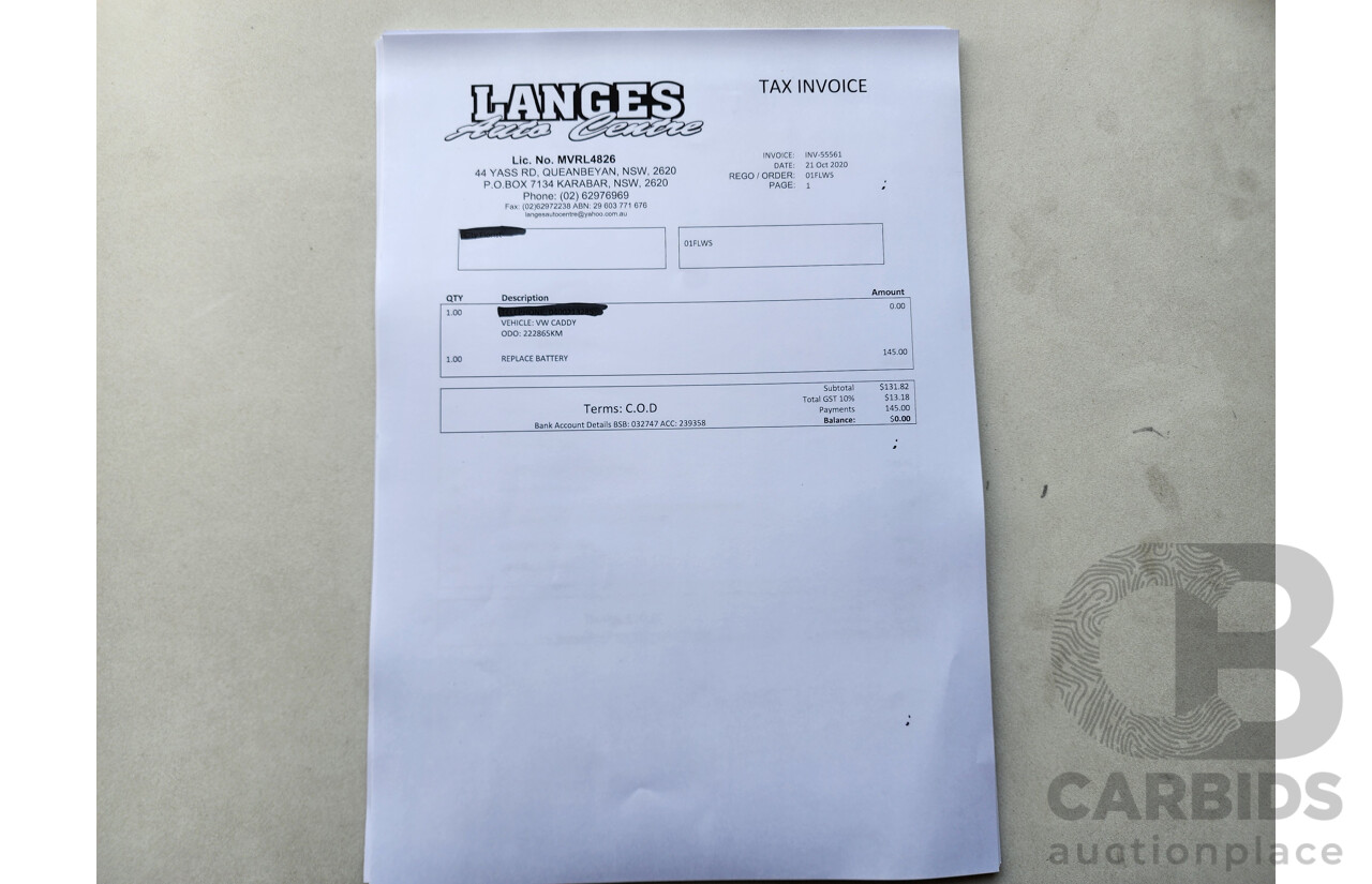4/2015 Volkswagen Caddy Tsi160 2K MY15 3d Van White 1.2L