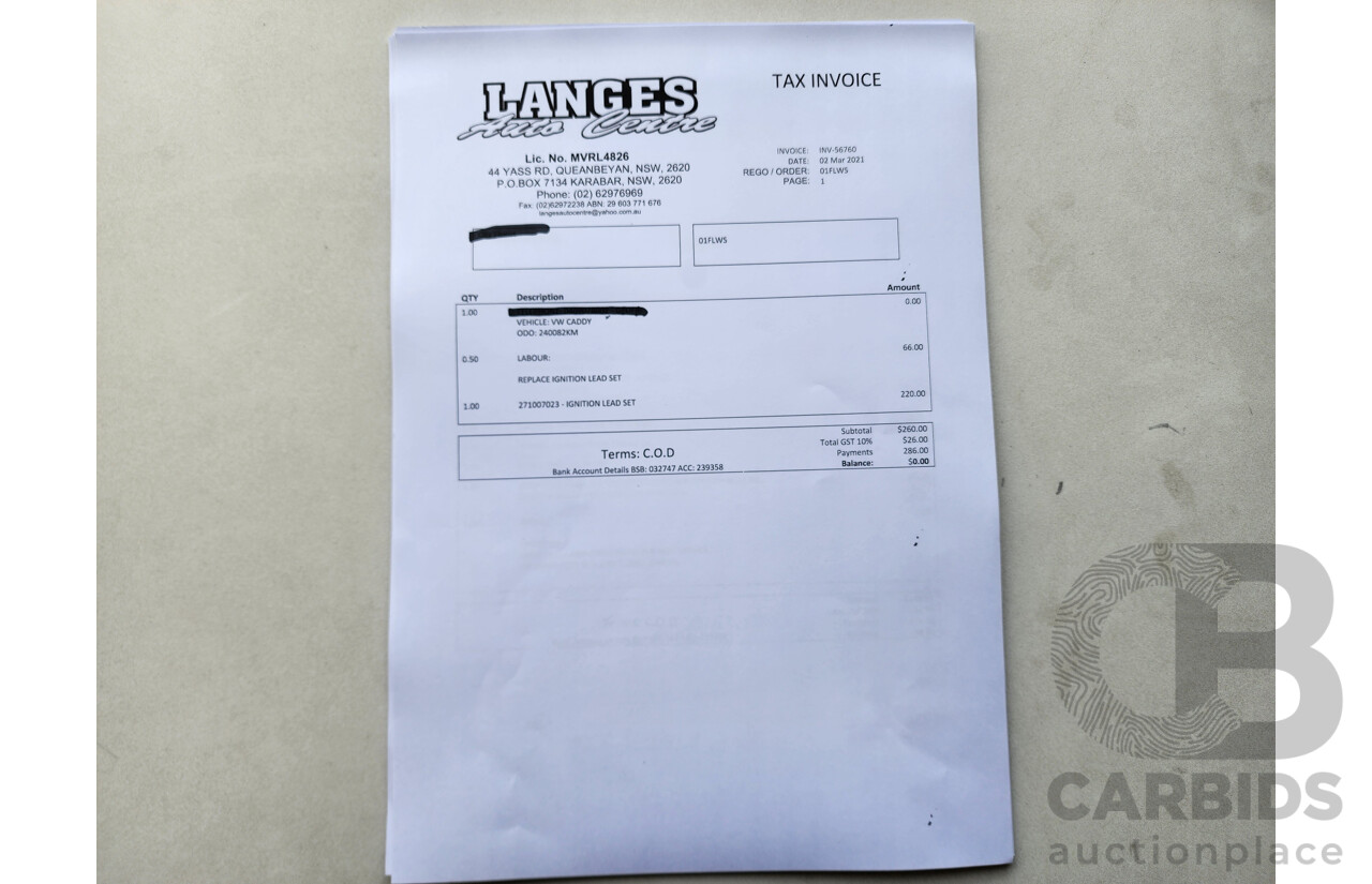 4/2015 Volkswagen Caddy Tsi160 2K MY15 3d Van White 1.2L