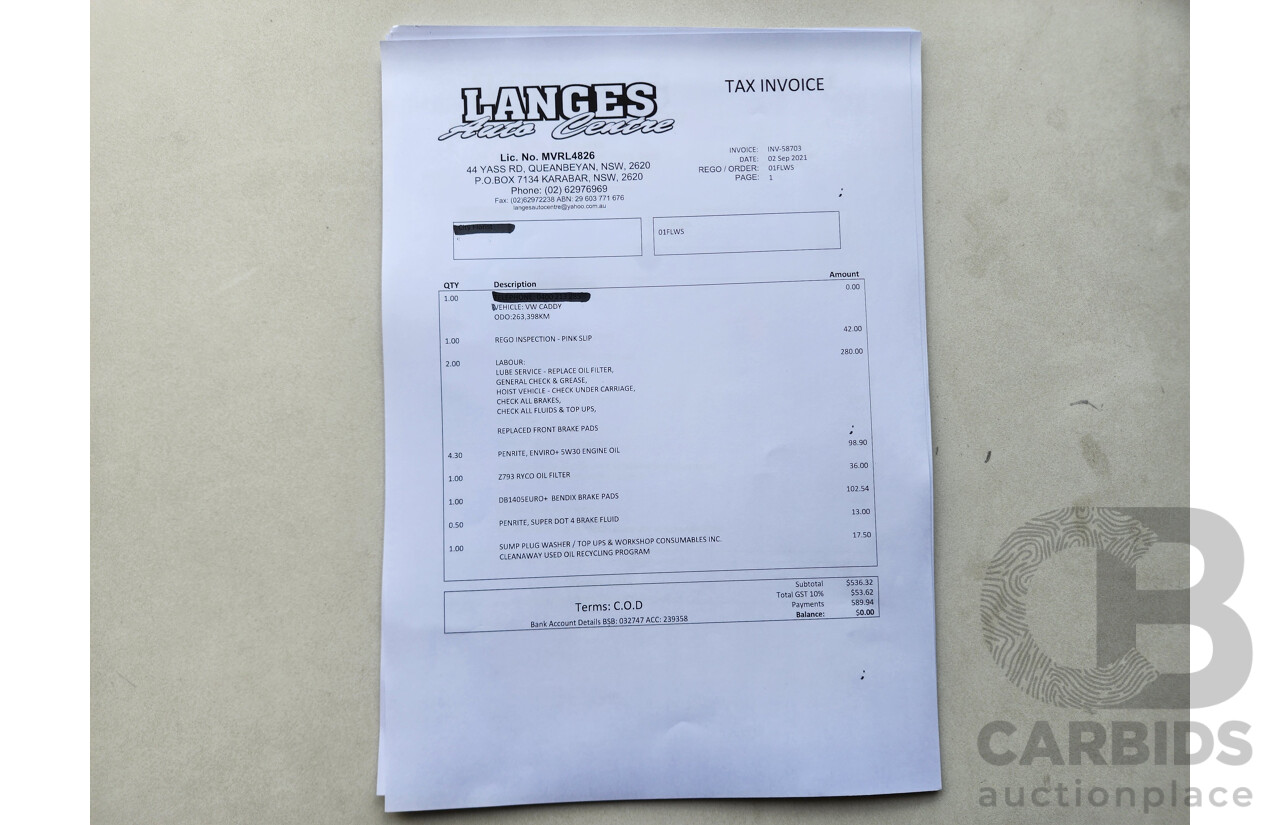4/2015 Volkswagen Caddy Tsi160 2K MY15 3d Van White 1.2L