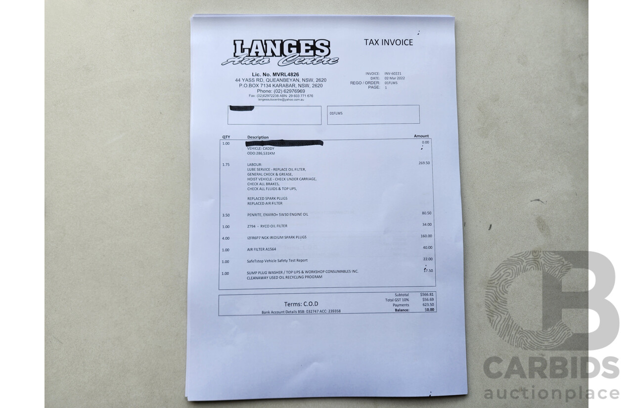4/2015 Volkswagen Caddy Tsi160 2K MY15 3d Van White 1.2L