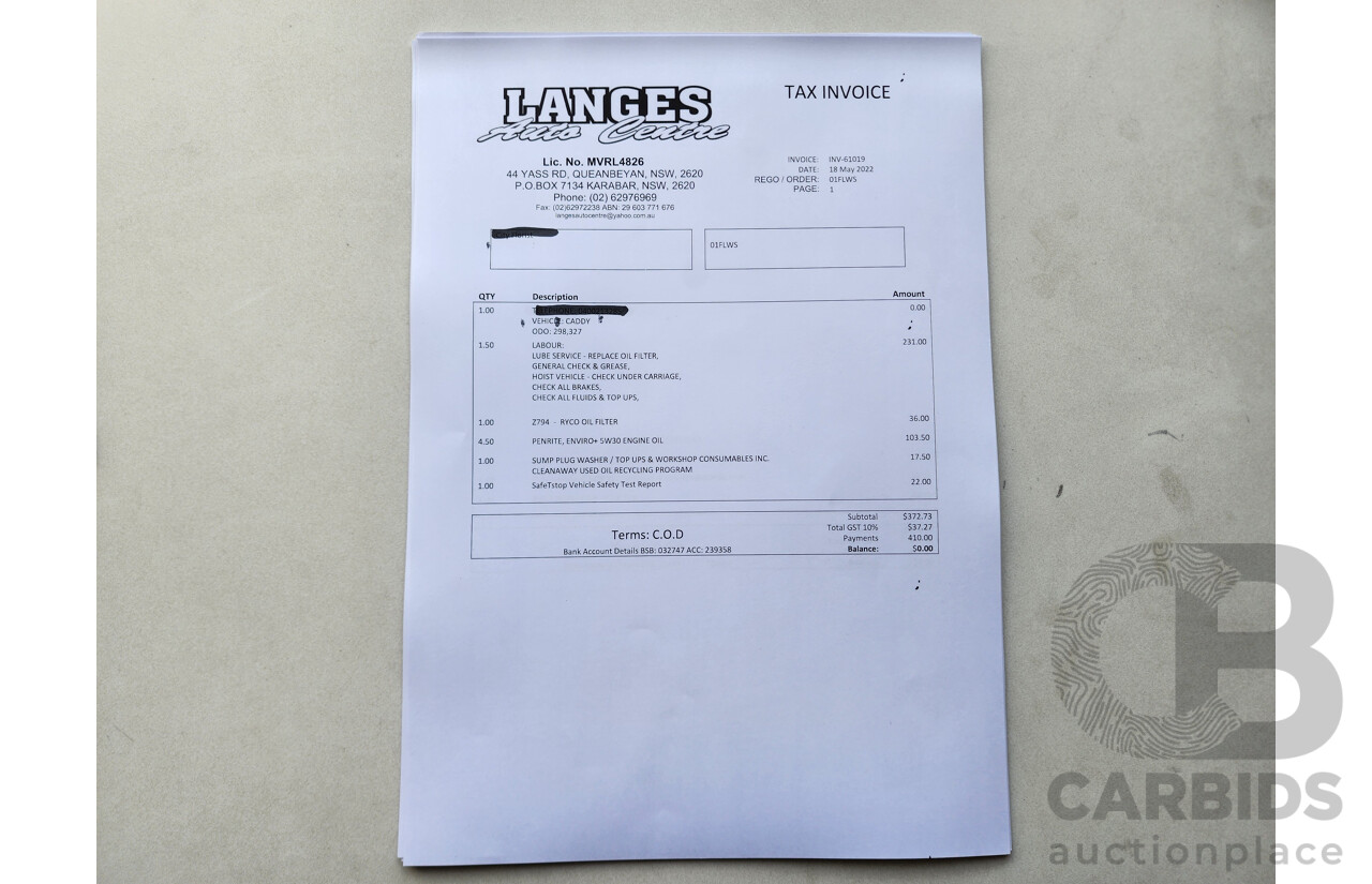 4/2015 Volkswagen Caddy Tsi160 2K MY15 3d Van White 1.2L