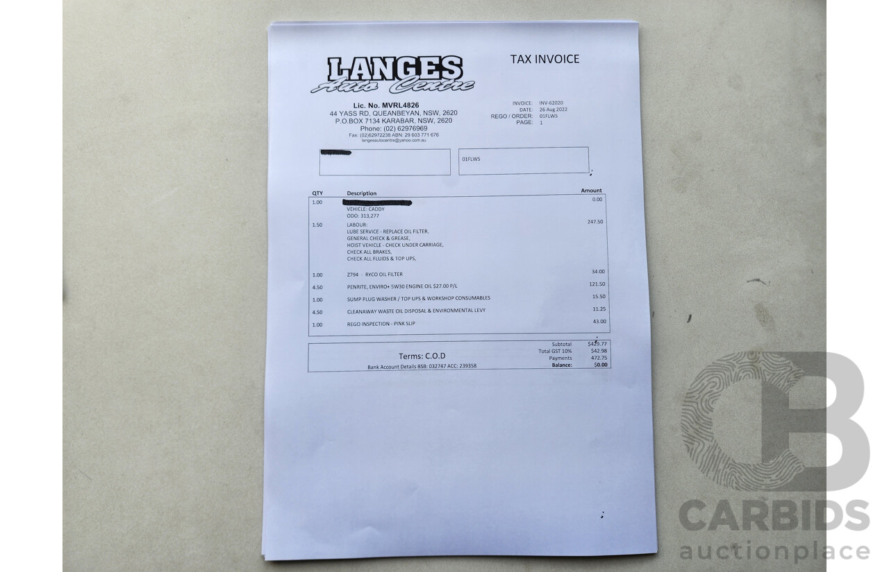 4/2015 Volkswagen Caddy Tsi160 2K MY15 3d Van White 1.2L