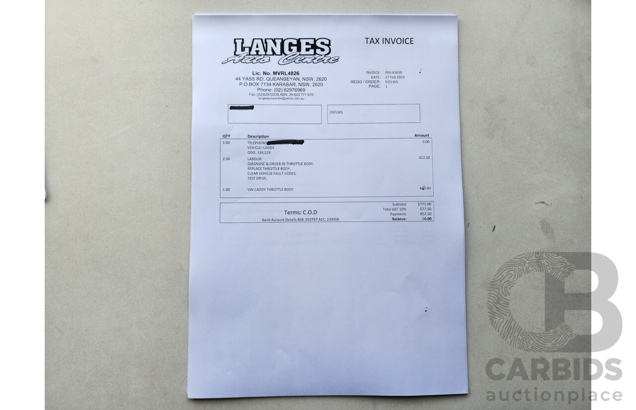 4/2015 Volkswagen Caddy Tsi160 2K MY15 3d Van White 1.2L