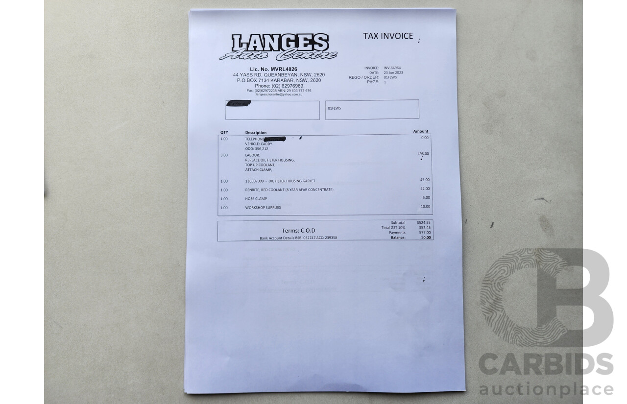 4/2015 Volkswagen Caddy Tsi160 2K MY15 3d Van White 1.2L