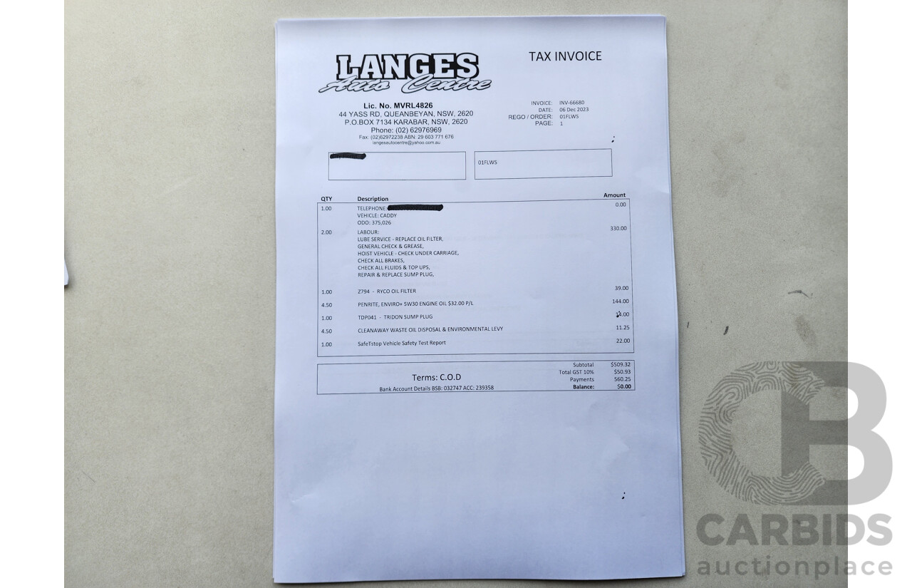 4/2015 Volkswagen Caddy Tsi160 2K MY15 3d Van White 1.2L